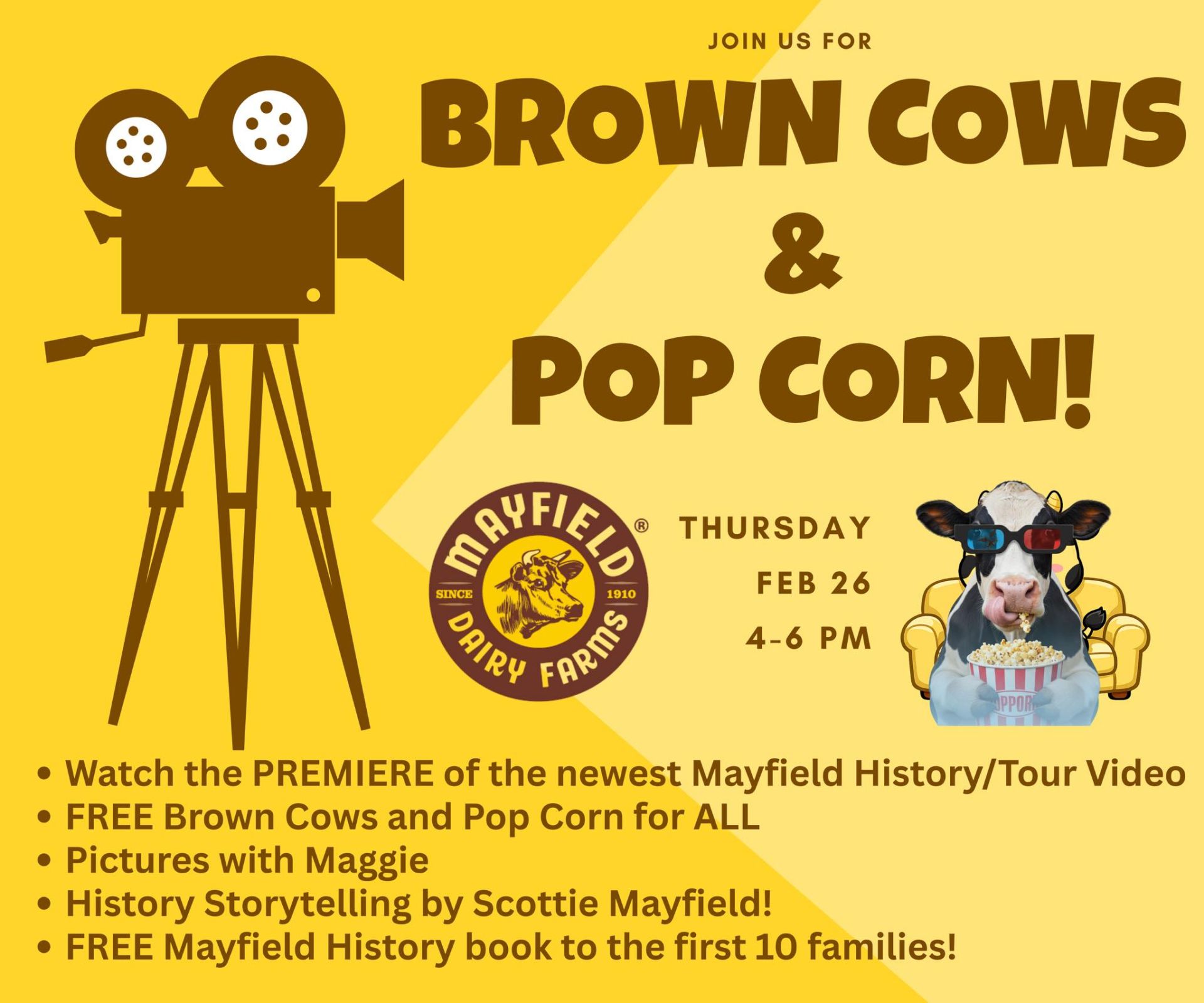 Mayfield Dairy Visitors Center Brown Cows & Popcorn Event
