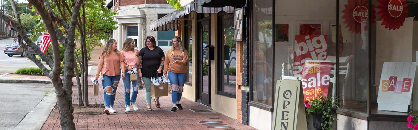 friends shopping downtown athens